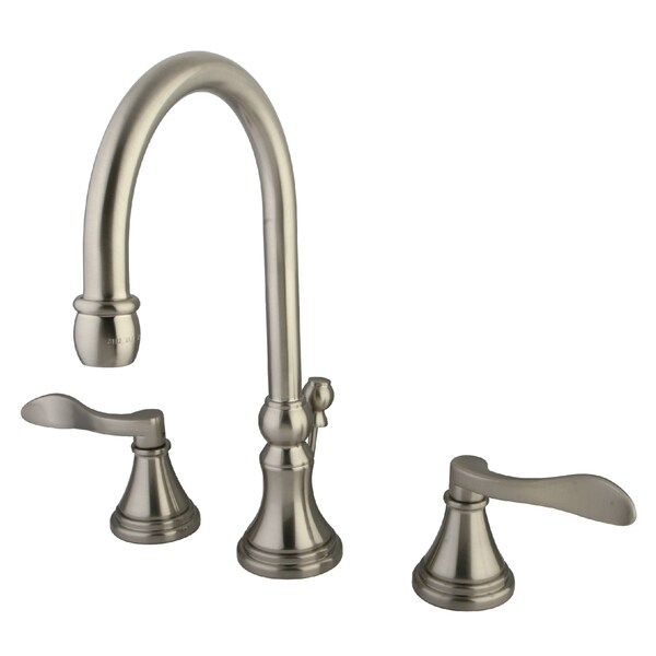 Widespread Bathroom Faucet W/ Brass Pop-Up, Brushed Nickel
